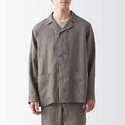 【MUJI 無印良品】男大麻襯衫式外套 S 灰棕