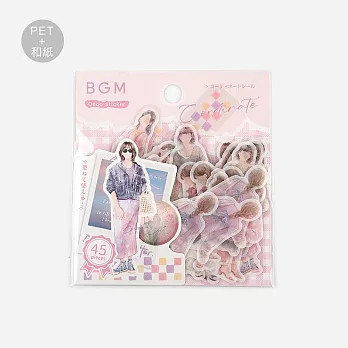 【BGM】散裝裝飾貼紙包45入 ‧ 人物水彩-粉紅色