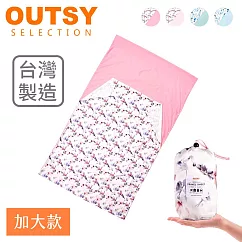 OUTSY台灣製加大版純棉便攜旅行床單/睡袋內套 粉色扶桑