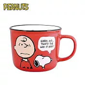 【日本正版授權】史努比 寬口馬克杯 350ml 寬口杯/咖啡杯 Snoopy 大西賢製販 - 紅色款