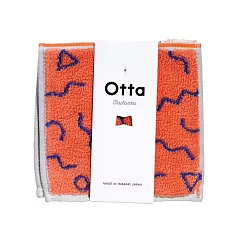 【日本Gold Pearl今治毛巾】Otta 對折輕巧純棉隨身方巾 ‧ 彩色幾何(橘)