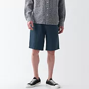 【MUJI 無印良品】男大麻寬版短褲 XS 深藍