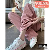 【Jilli~ko】直筒休閒高腰垂感冰絲針織拖地褲 L-XL J10276 L 粉紅色