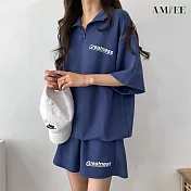 【AMIEE】寬鬆休閒運動套裝(KDA-035) M 藍色
