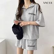 【AMIEE】寬鬆休閒運動套裝(KDA-035) 2XL 灰色