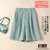 【Jilli~ko】夏季時尚百搭寬鬆高腰西裝短褲 L-XL J10268 XL 淺綠色