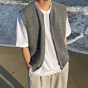 【AMIEE】韓系文青百搭修身針織開衫背心(男裝/KDCY-B28) XL 灰色