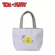 【日本正版授權】湯姆貓與傑利鼠 帆布手提袋 便當袋/午餐袋 Tom and Jerry - 淺灰色款