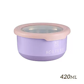 【HOUSUXI舒希】不鏽鋼雙層隔熱碗-420ml-粉紫