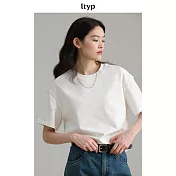 ltyp旅途原品 21支平紋棉休閒造型T恤 M L-XL L-XL 荼白色