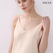 【AMIEE】簡約純色冰絲細肩帶針織背心(KDT-4462) F 米杏