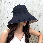 【KISSDIAMOND】大帽檐雙面可摺疊遮陽帽(KD-0867) F 雙面款-黑色