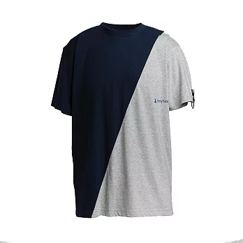 PlayStation雙色拼接T恤(A)-海軍藍/灰 M