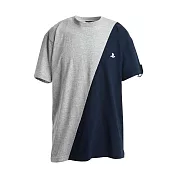 PlayStation雙色拼接T恤(B)-灰/海軍藍 M