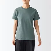 【MUJI 無印良品】女柔滑圓領短袖T恤 S 煙燻綠