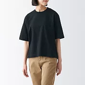 【MUJI 無印良品】女棉混涼感寬版短袖T恤 S 黑色