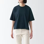 【MUJI 無印良品】女棉混涼感寬版短袖T恤 S 深藍