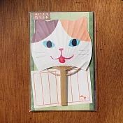 【ACTIVE CORPORATION】夏日竹扇一筆箋信封組 ‧ 貓咪