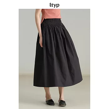 ltyp 旅途原品 赫本風優雅百搭褶皺半裙 M L XL  XL 經典黑
