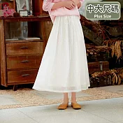 【慢。生活】復古鬆緊腰繫帶棉麻垂感紗長裙 651-1 FREE 白色