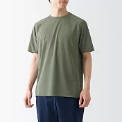 【MUJI 無印良品】男聚酯纖維涼感圓領短袖T恤 S 卡其綠