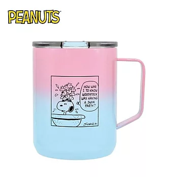 【日本正版授權】史努比 不鏽鋼 馬克杯 L號 450ml 保溫杯/不鏽鋼杯/咖啡杯 Snoopy/PEANUTS - 粉藍款