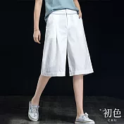 【初色】夏季薄款五分短褲西裝褲-共3色-67819(M-2XL可選) M 白色