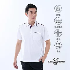 【遊遍天下】MIT台灣製男款吸濕排汗抗UV防曬涼感機能POLO衫(GS1039) M 白紫
