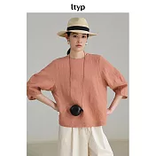 ltyp旅途原品 漢麻亞麻100%亞麻優雅休閒五分袖小衫 M L-XL  M 海螺橙