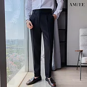 【AMIEE】型男必備設計感雅痞西裝褲(男裝/KDPY-G01) 36 黑色