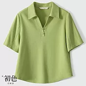 【初色】休閒運動純色短袖POLO衫T恤上衣-共5色-67887(M-2XL可選) XL 綠色