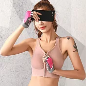 【KISSDIAMOND】高強度前拉鏈美型運動內衣(KDW-8133) L 粉色