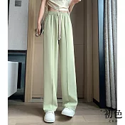 【初色】薄款寬鬆直筒休閒運動長褲寬褲-共3色-68043(M-XL可選) M 綠色