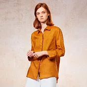 【ST.MALO】夏日旬陽100%水洗緞光精品亞麻女上衣-2328WS- XL 暖陽橙