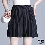 【初色】直線修飾素色休閒闊腿短褲-共3色-62668(M-2XL可選) L 黑色
