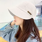【EZlife】簡約時尚風束口遮陽防曬帽 斜紋布款-米色