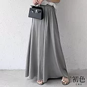 【初色】夏季薄款高腰鬆緊闊腿褲裙-共4色-67564(M-XL可選) M 銀灰色