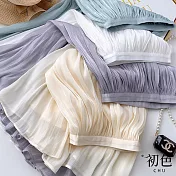 【初色】素色薄紗垂感休閒褶皺半身中長裙-共4色-68196(M/L可選) M 紫色