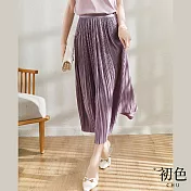 【初色】簡約素色褶皺垂墜半身裙-共5色-67637(F可選) F 淺紫