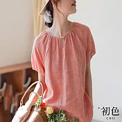 【初色】夏季短袖寬鬆上衣-共2色-68274(M-2XL可選) XL 粉色