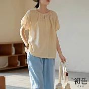 【初色】夏季短袖寬鬆上衣-共2色-68274(M-2XL可選) XL 杏色