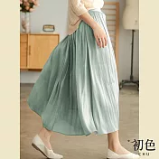 【初色】素色寬鬆休閒鬆緊高腰百搭半身裙-共2色-68185(M-XL可選) M 綠色