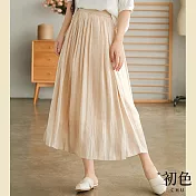 【初色】素色寬鬆休閒鬆緊高腰百搭半身裙-共2色-68185(M-XL可選) L 杏色