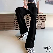 【初色】休閒薄款冰絲垂感西裝闊腿褲-共10色-67164(M-2XL可選) L 黑色