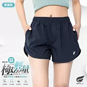 GIAT台灣製雙口袋輕量排汗運動短褲(女款) L 璀耀藍