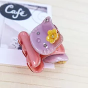【PinkyPinky Boutique】戴小花的貓貓 瀏海小水鑽抓夾  (紫+粉)