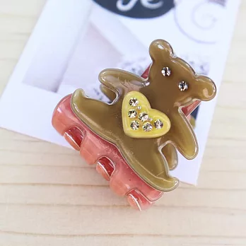 【PinkyPinky Boutique】可愛熊熊 瀏海小水鑽抓夾 (咖啡色)