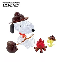 【日本正版授權】BEVERLY 史努比露營 立體水晶拼圖 43片 3D拼圖/水晶拼圖 公仔/模型 Snoopy