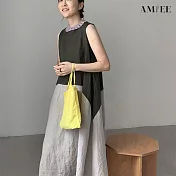 【AMIEE】清涼不規則撞色無袖洋裝(KDDY-1333) XL 軍綠