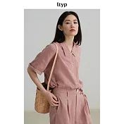 ltyp旅途原品 100%漢麻亞麻時髦率性休閒襯衫 M L-XL L-XL 暗粉色
